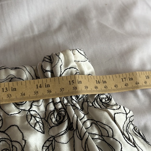 Mixed media maxi skirt embroidered cotton satin elastic waist - Picture 5 of 5